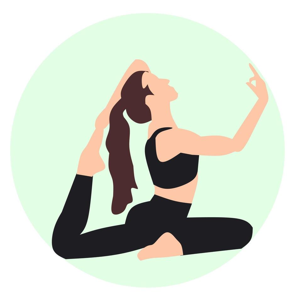 A woman doing yoga in a circle vector