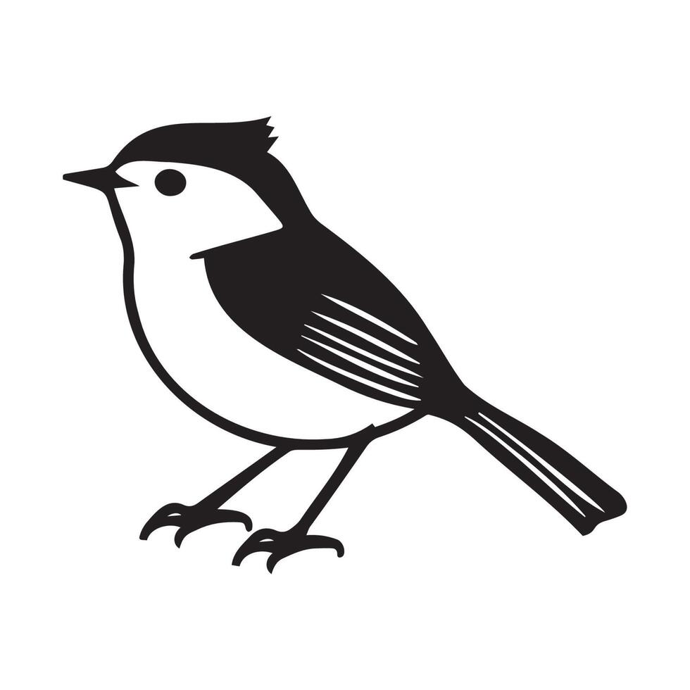 Simple Black and White Bird Illustration vector