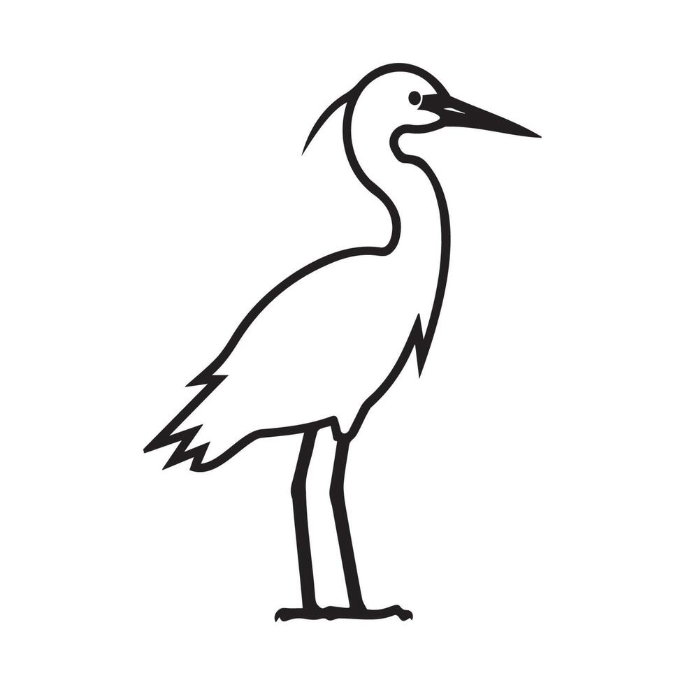 Elegant Line Drawing of a Heron Bird Profile vector