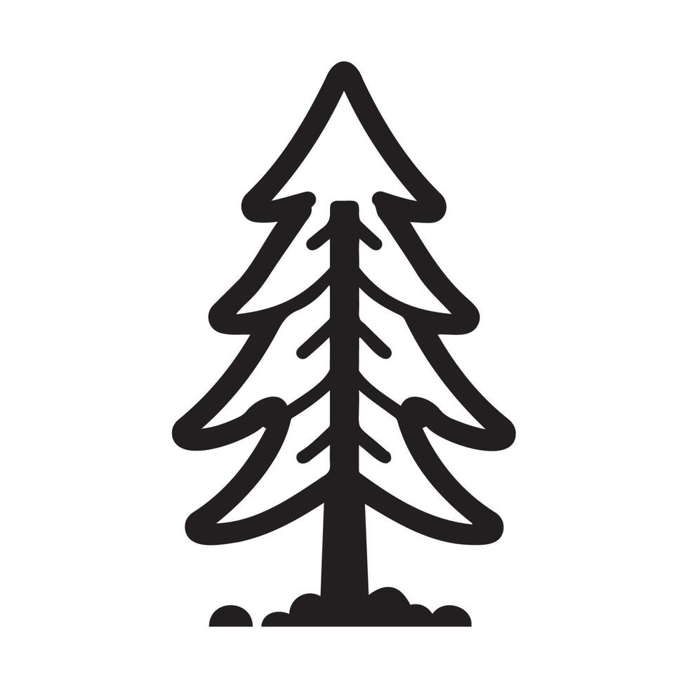 Simple Outline of a Pine Tree for Nature Themes vector