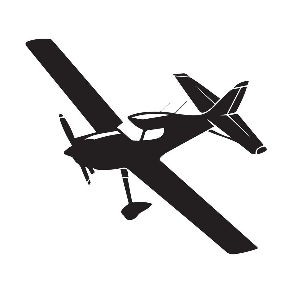 Silhouette of Small Airplane in Flight vector