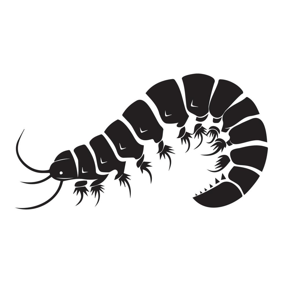 Black Silhouette of a Shrimp Illustration vector