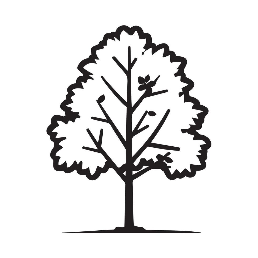 Simple Silhouette of a Leafy Tree for Design Projects vector