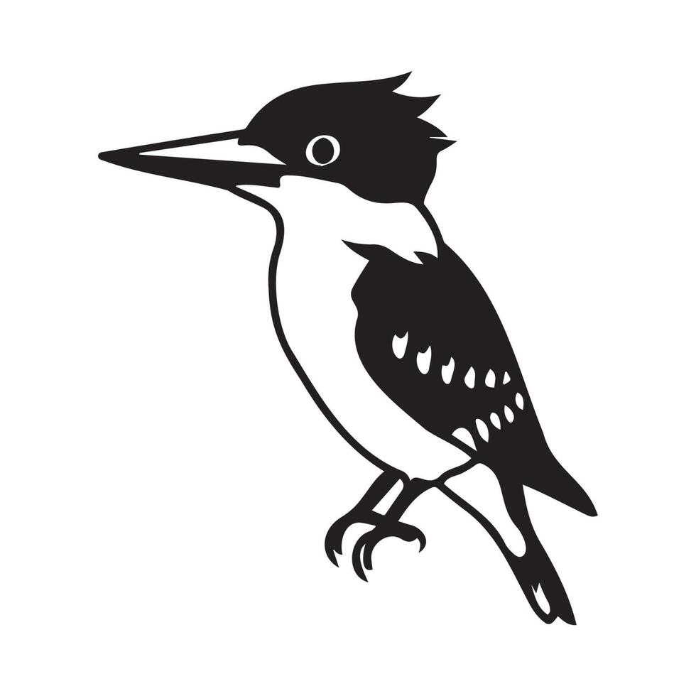 Black and White Kingfisher Bird Illustration vector