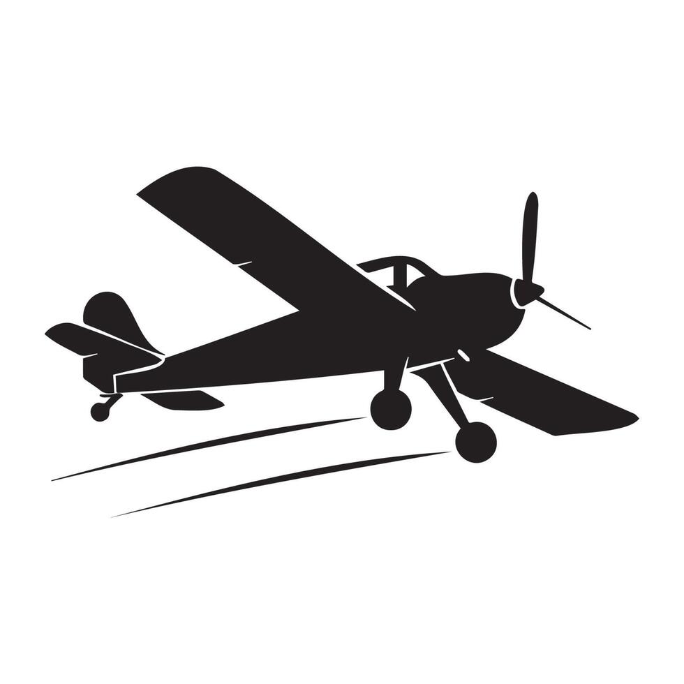 Silhouette of a Vintage Airplane in Flight vector