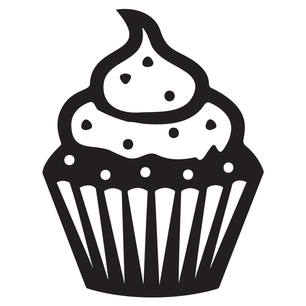 Delicious Cupcake Icon with Creamy Frosting and Sprinkles vector