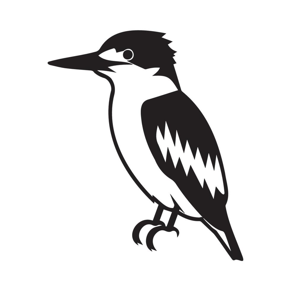 Elegant Black and White Woodpecker Illustration vector