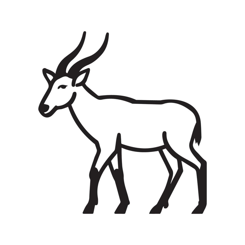 Simple Line Art of a Goat with Horns vector