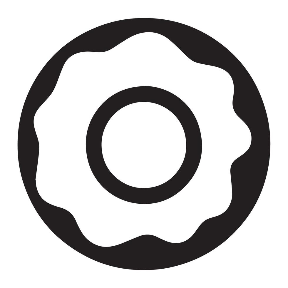 Simple Icon of a Doughnut Shape in Black and White vector