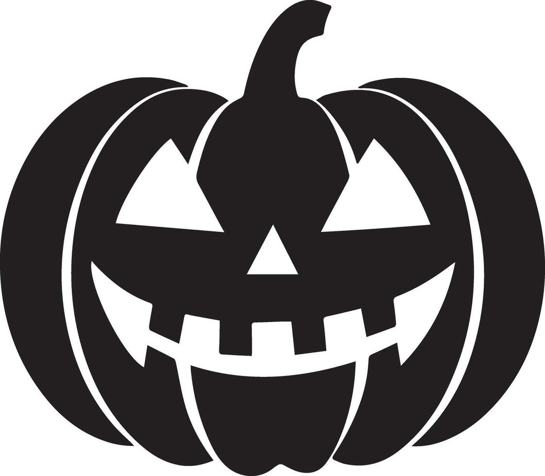 Black Creepy pumpkin silhouette icon vector