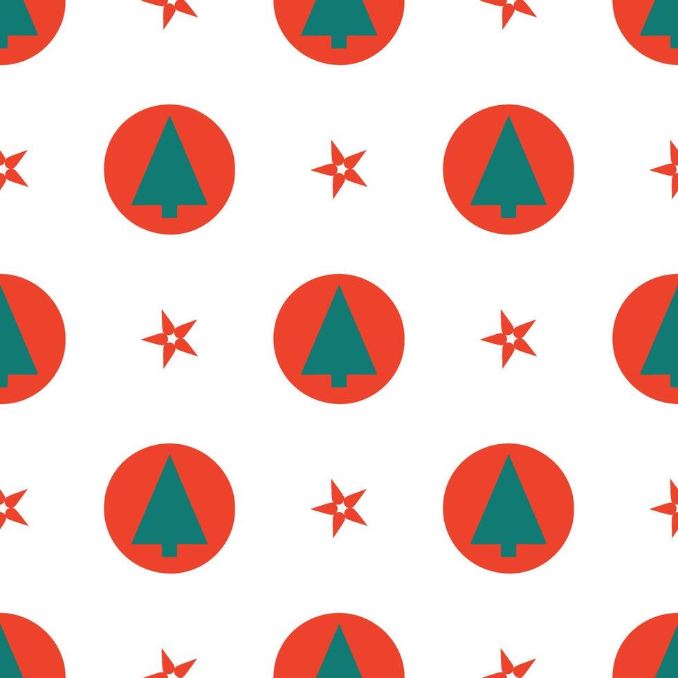 christmas tree and star pattern on a white background vector