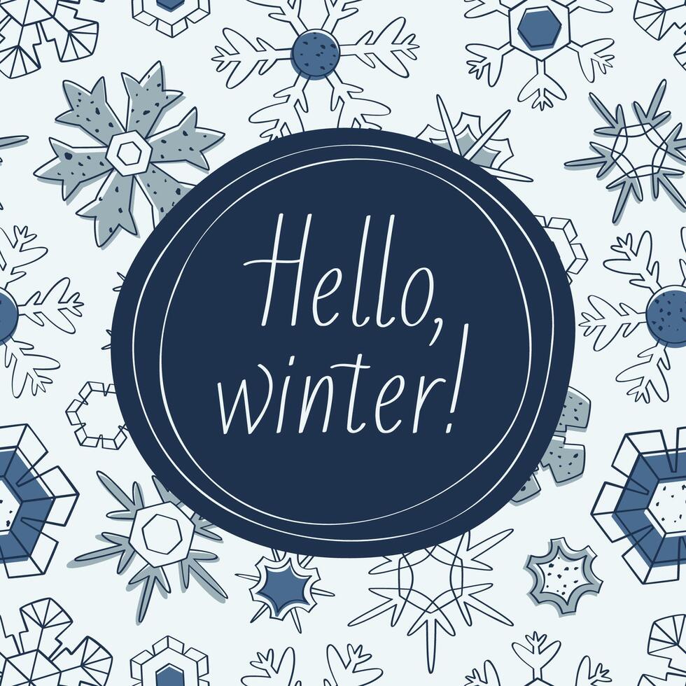 Greeting card with the inscription hello winter vector