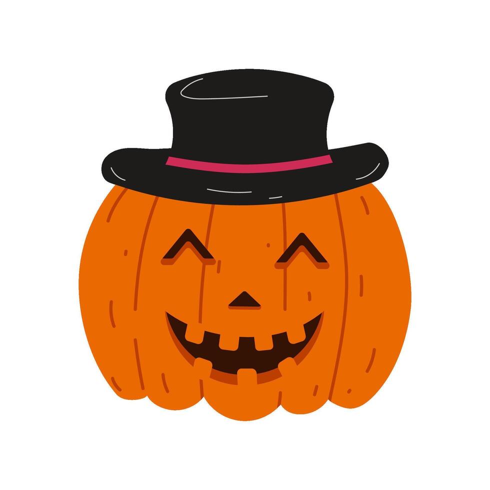 Pumpkin Halloween isolated. A pumpkin with a hat without a background. illustration vector