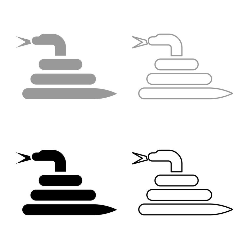 Twisted snake set icon grey black color illustration image solid fill outline contour line thin flat style vector