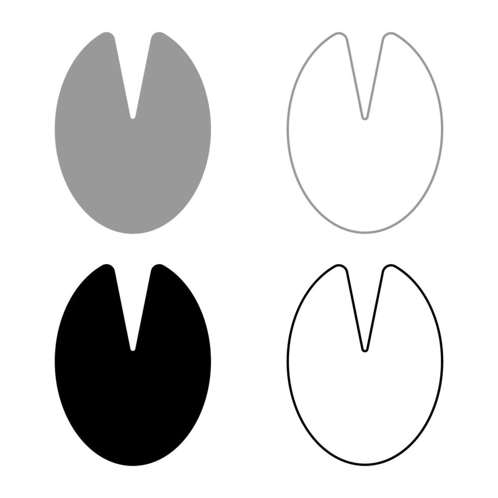 Hoof print of horse mare set icon grey black color illustration image solid fill outline contour line thin flat style vector