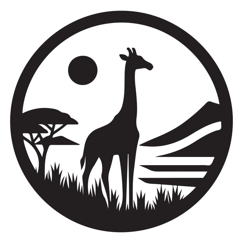 Simple Giraffe Silhouette on white background vector