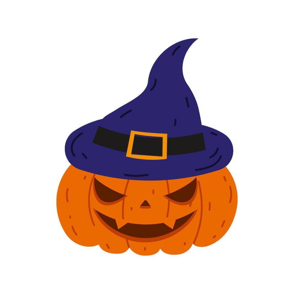 Pumpkin Halloween isolated. A pumpkin with a hat without a background. illustration vector