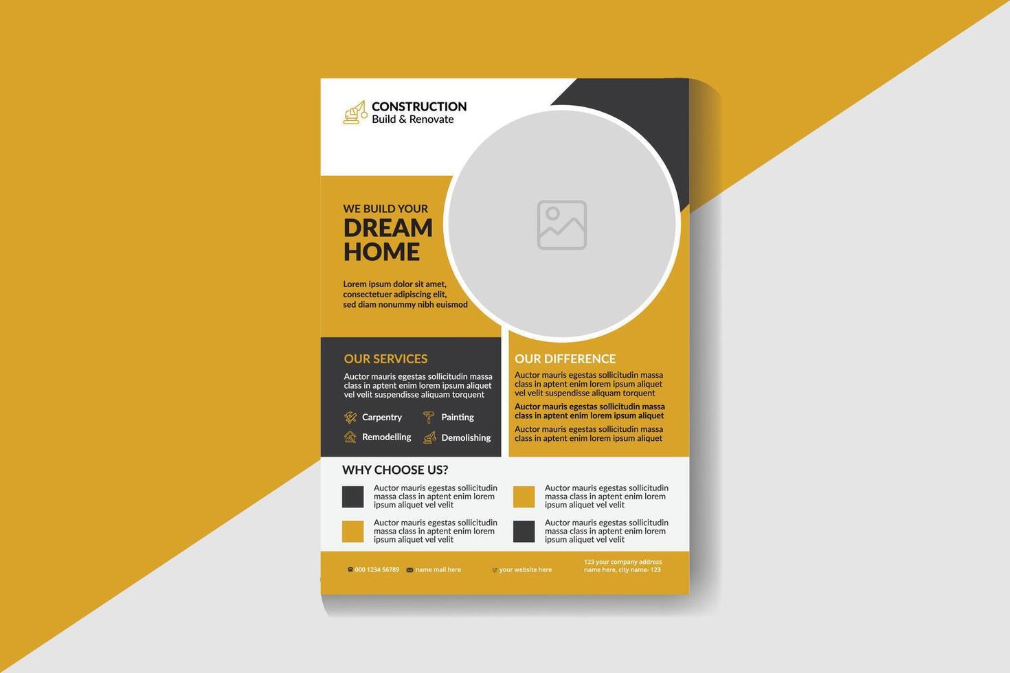 Construction Flyer Template, Construction Brochure Cover Design vector