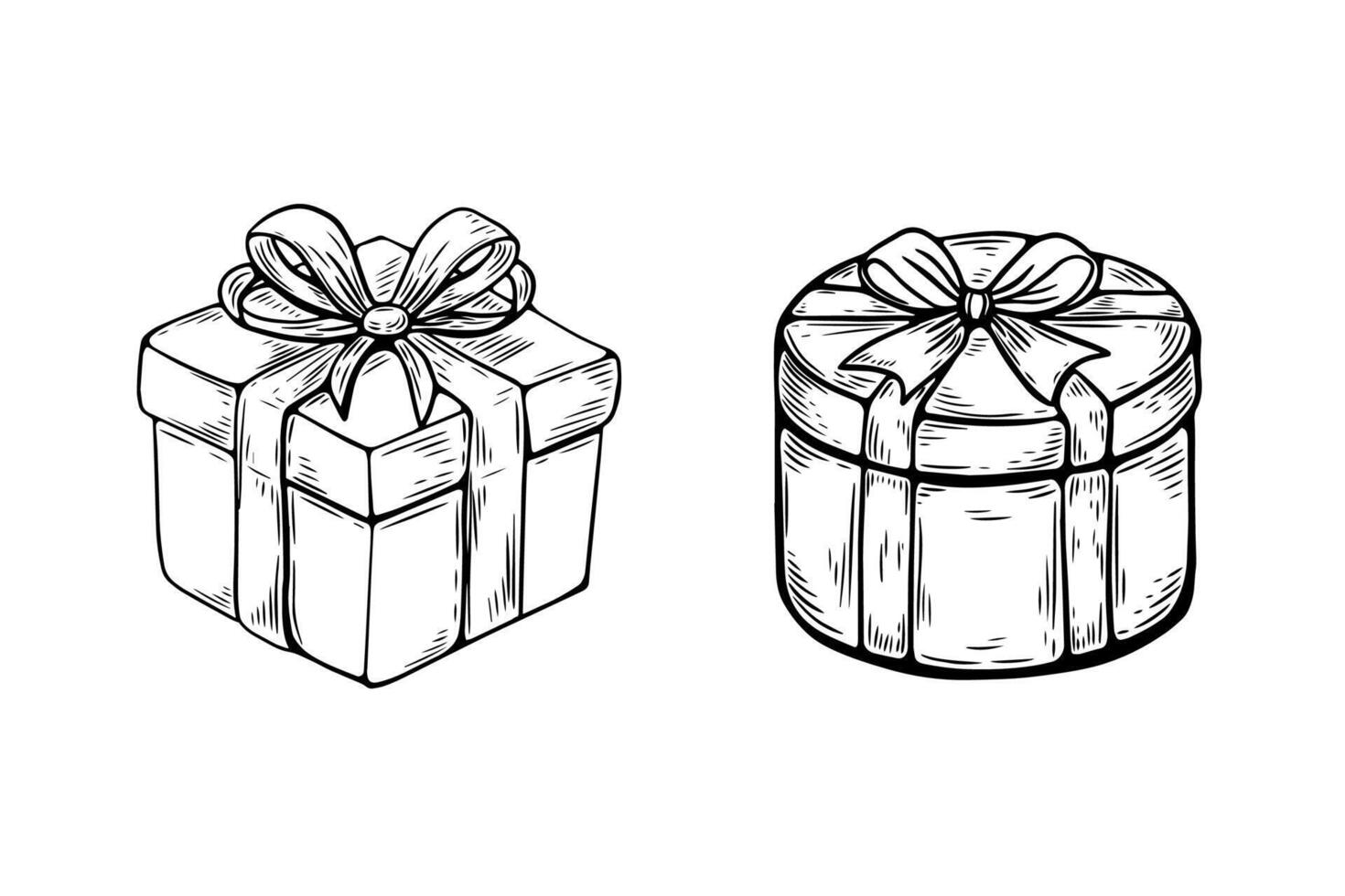 sketch in vintage style, engraving, line drawing black and white gift. vector