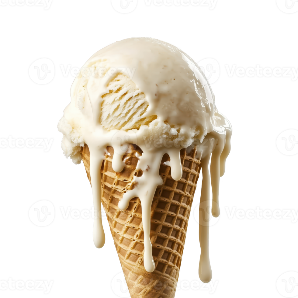 Delicious melting ice cream with creamy texture isolated on transparent background png