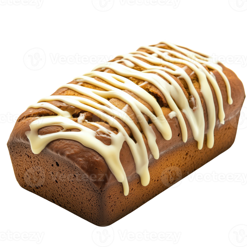 Delicious loaf cake topped with creamy icing, perfect for dessert lovers and baking enthusiasts. isolated on transparent background png