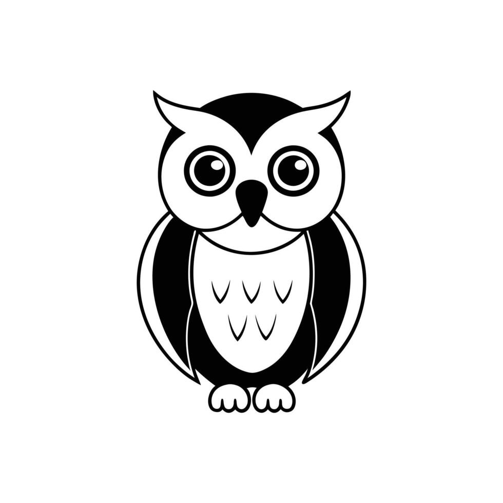 An owl is shown in a black and white drawing vector
