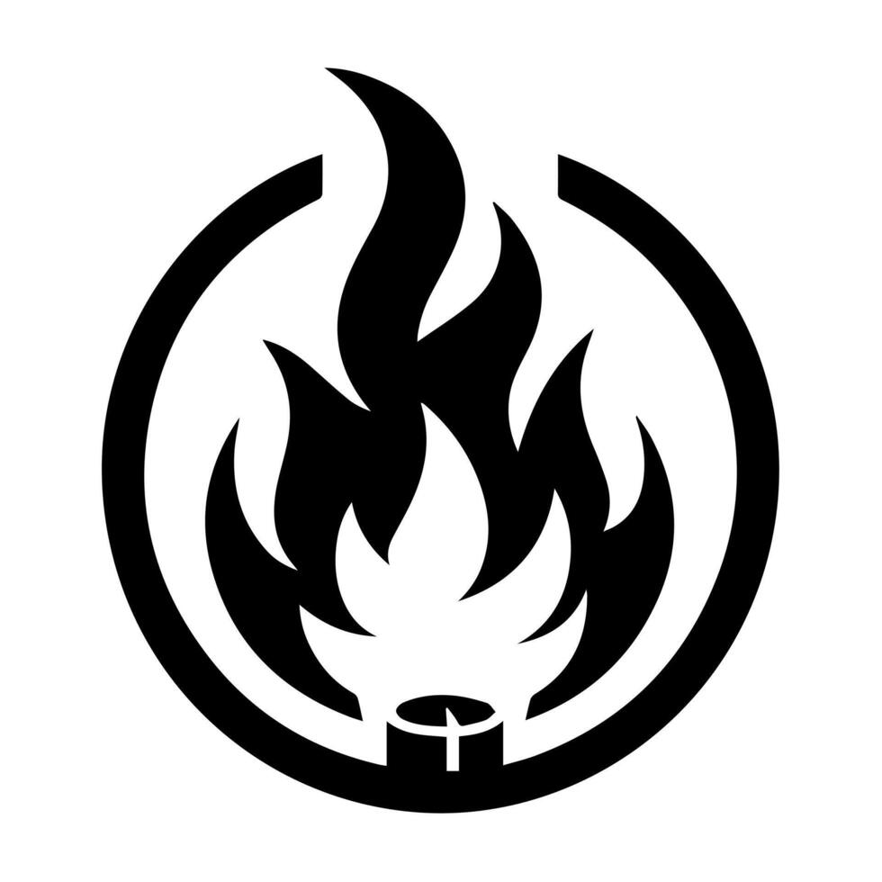 A black and white logo of a flame vector