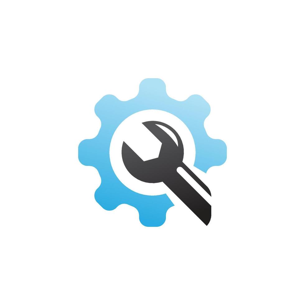 A wrench and gearwheel icon on a white background vector