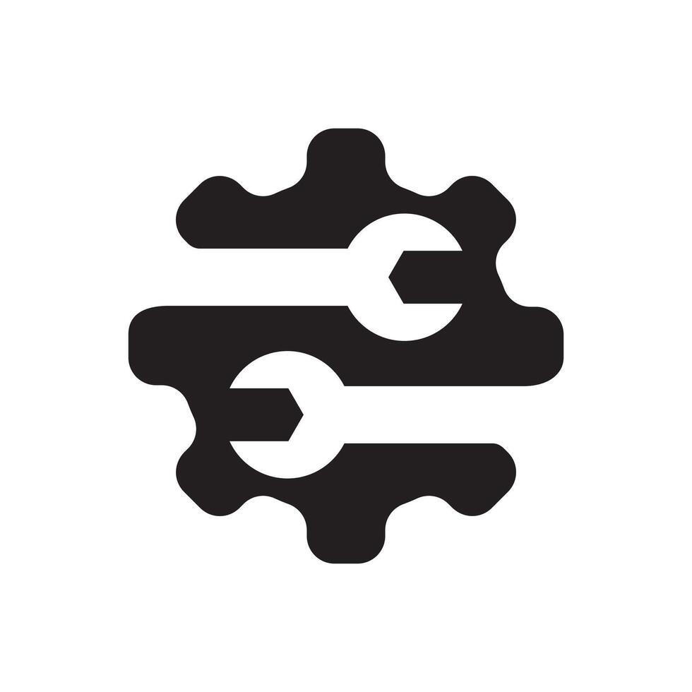 A black and white logo of two wrenches vector