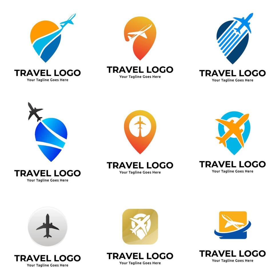 Travel logo design set vector