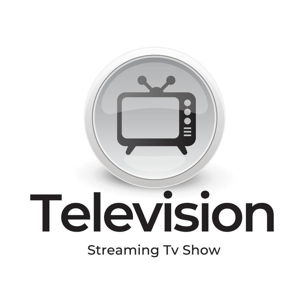 Tv show logo with a black and white television vector