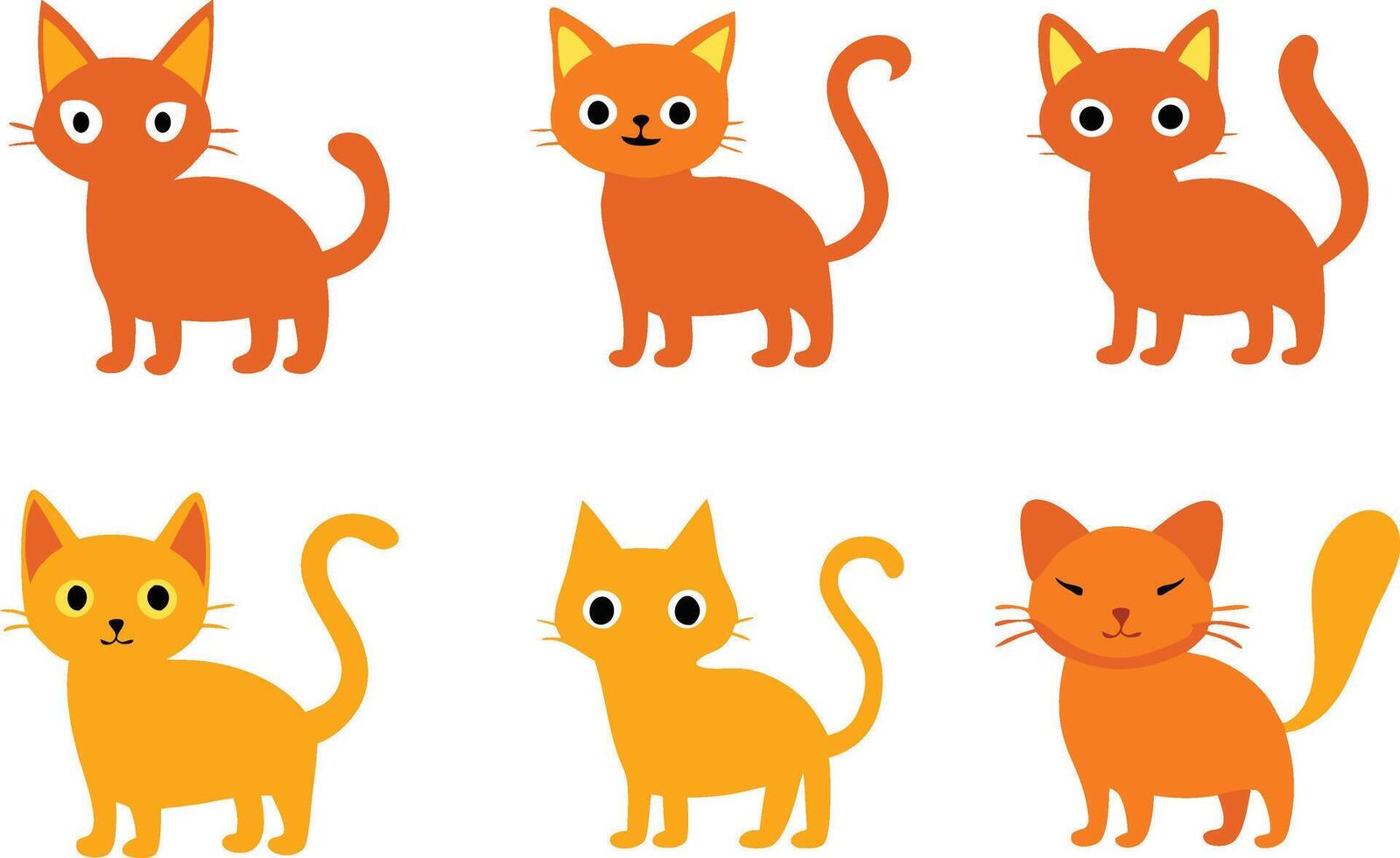 Bundle of Colorful Cat illustration with different poses in white background vector