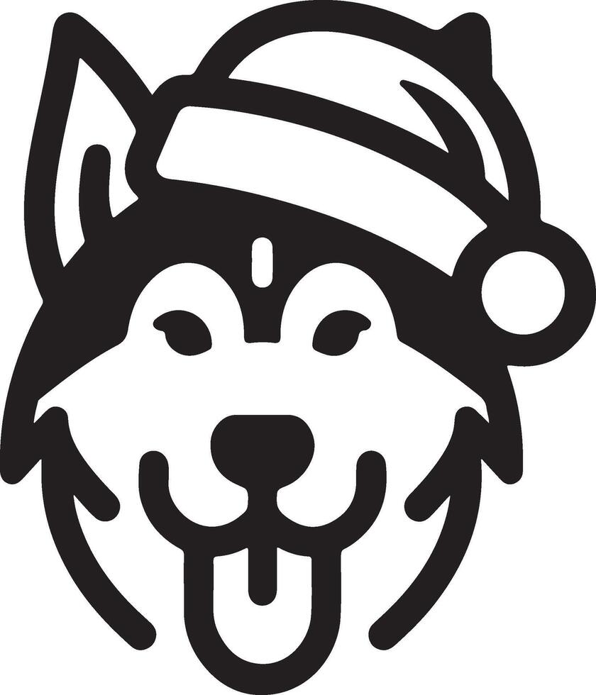 A dog head with Santa hat. vector