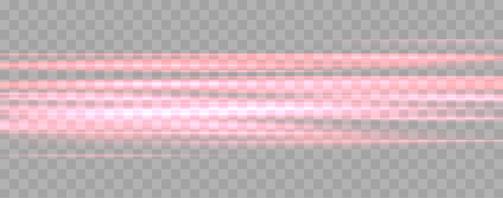 Speed rays, velocity light neon flow, zoom in motion effect, red glow speed lines, colorful light trails, stripes. vector