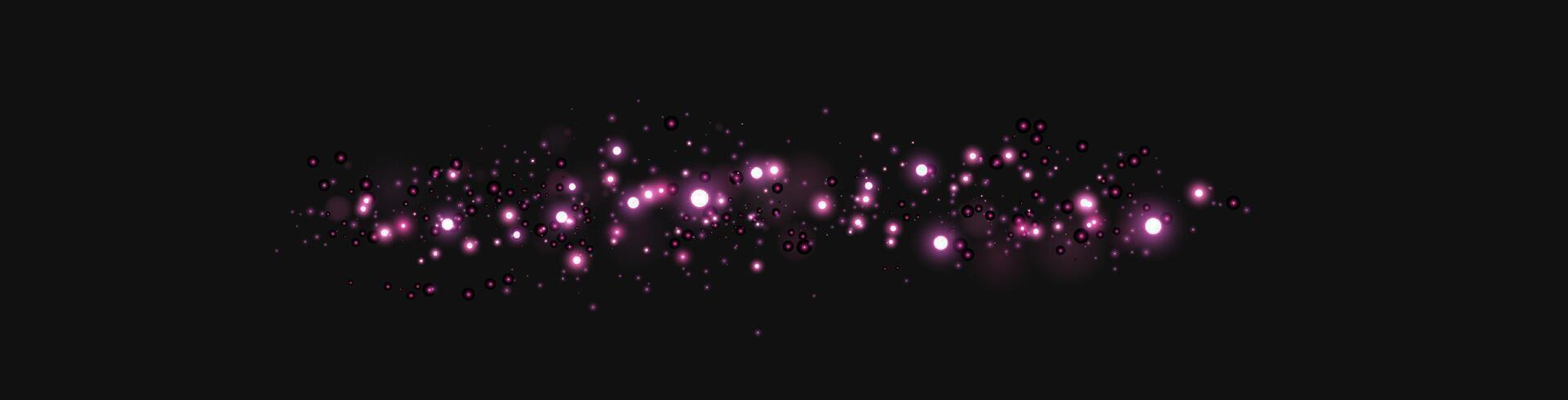 Pink glittering dots, particles, stars magic sparks. Glow flare light effect. Pink luminous points. vector