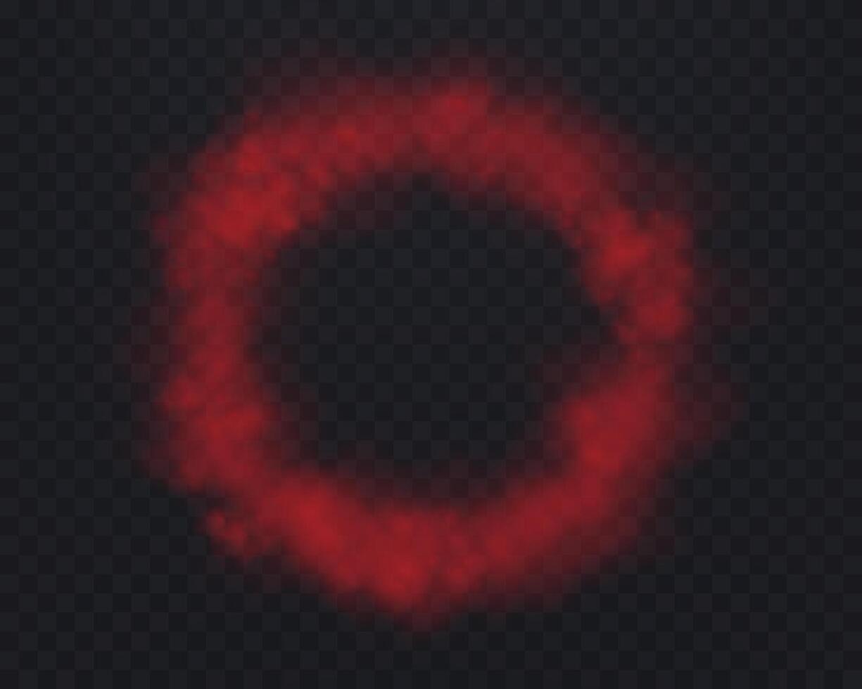 Realistic red smoke circle or haze. Magic fog, vapor. vector
