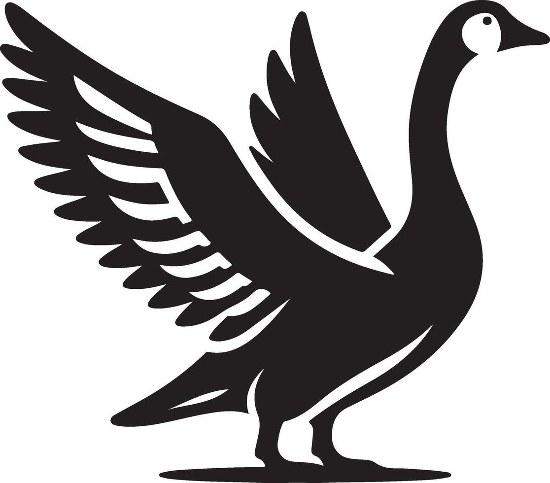 Goose with wings icon. vector