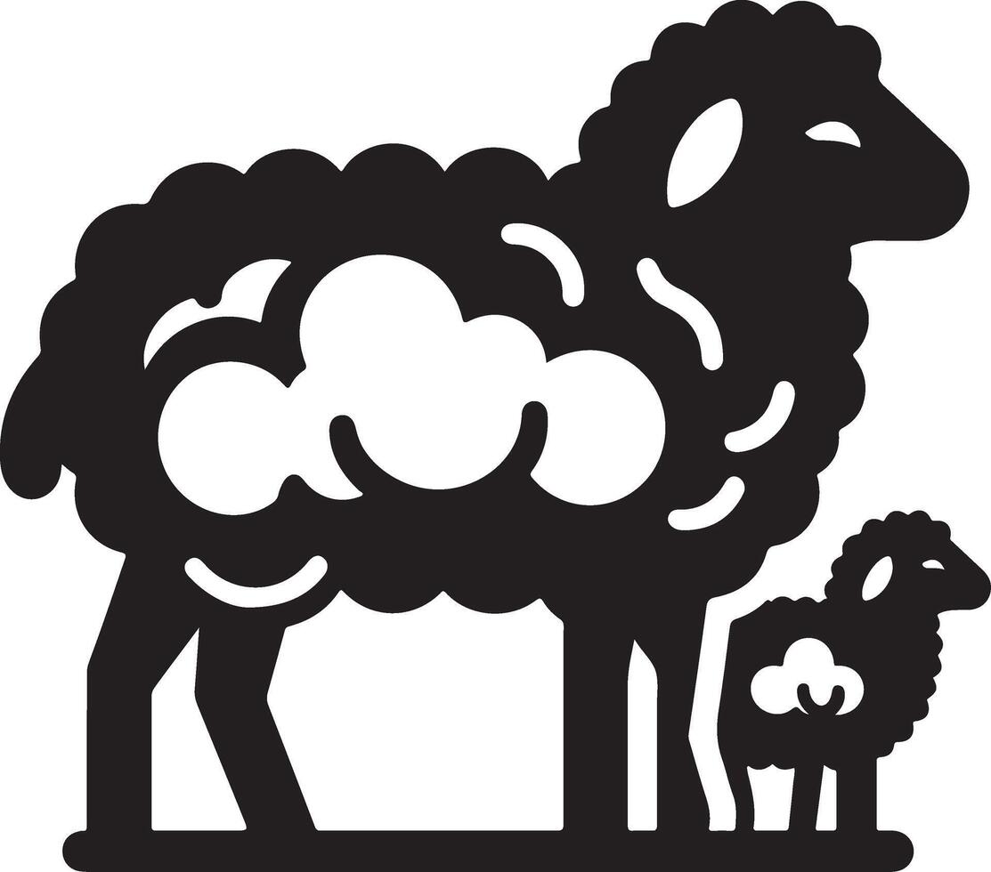 A mother sheep with her baby icon. vector