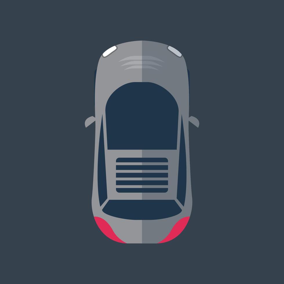 top view black car in flat design. vector