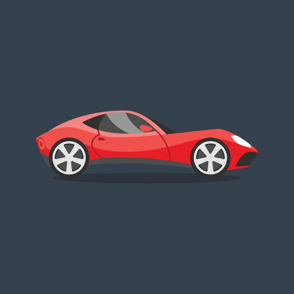side view red sport car in flat design. vector