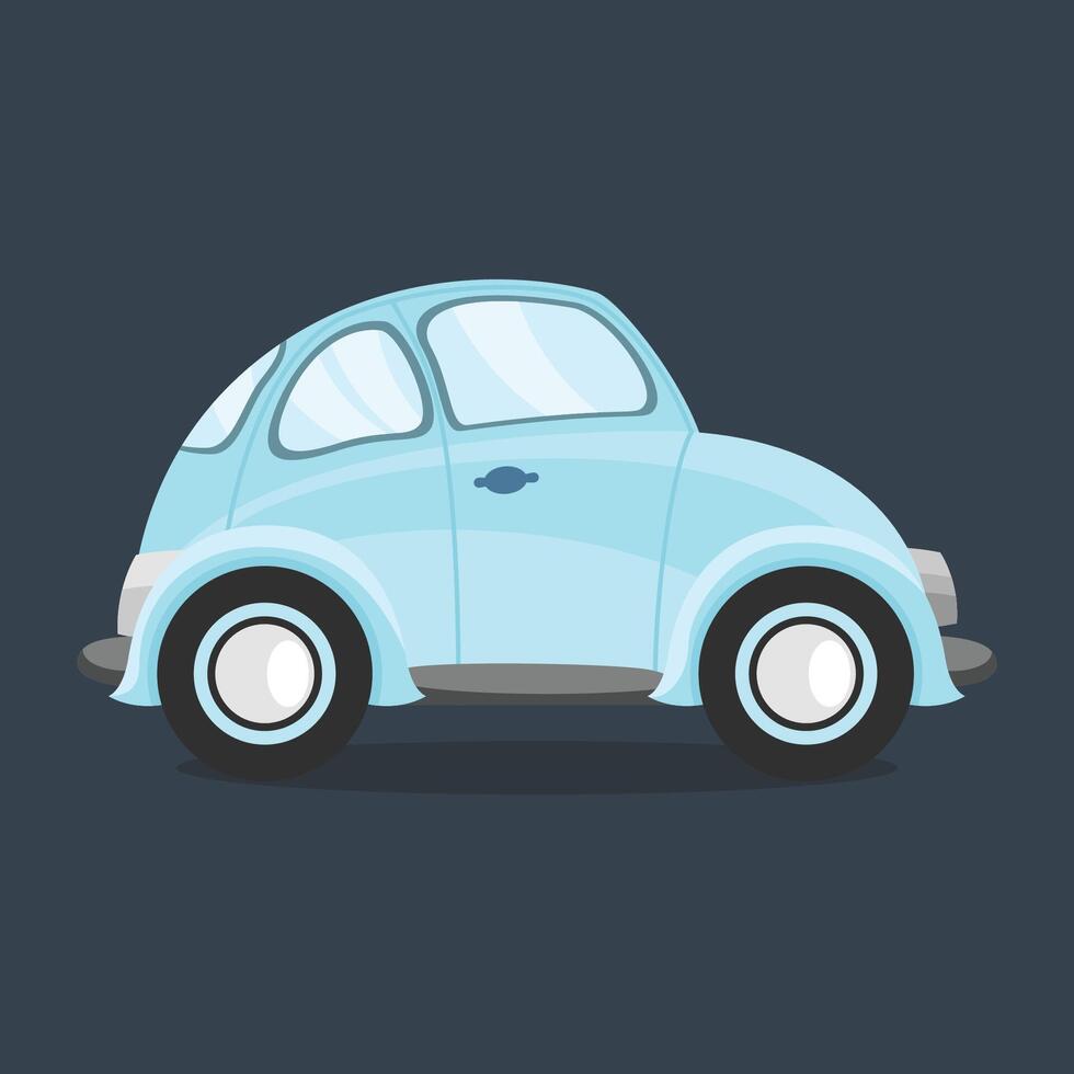 side view blue car in flat design. vector