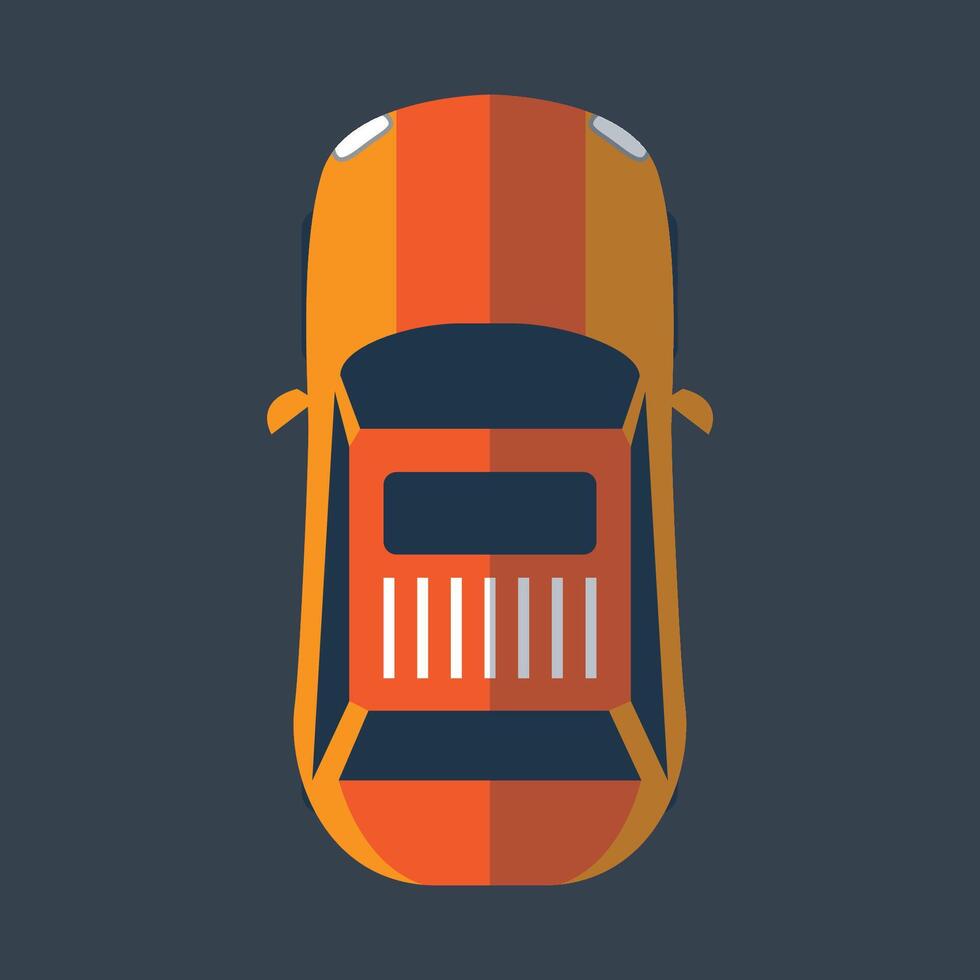 top view orang sport car in flat design. vector