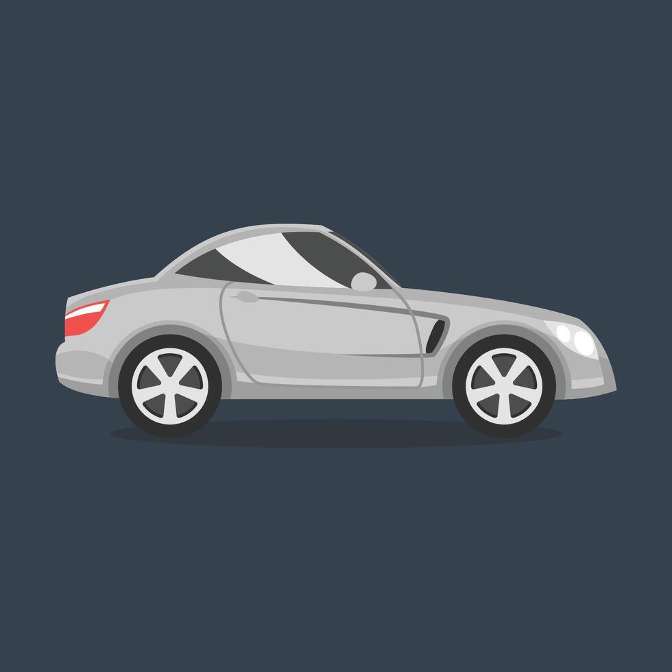 side view grey sport car in flat design vector