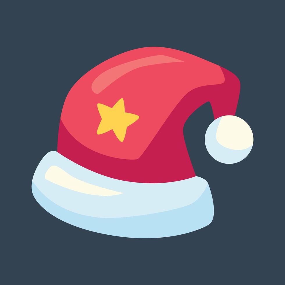 Santa hat with star in flat design vector