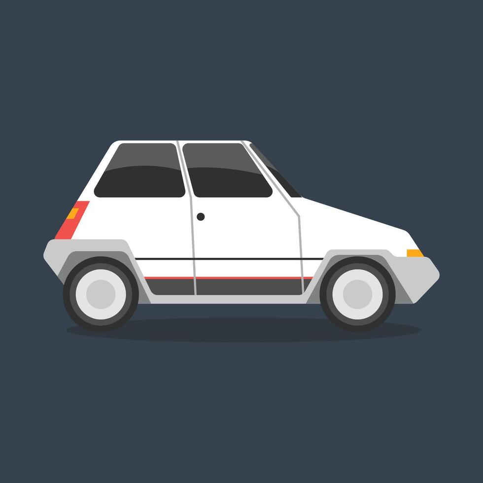 side view white car in flat design vector