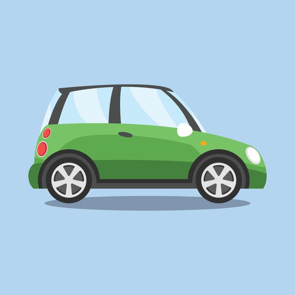 side view green car in flat design. vector