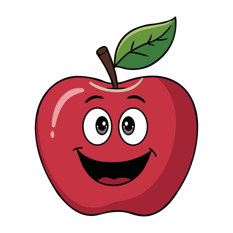 Cartoonish Smiling Apple Illustration Design vector