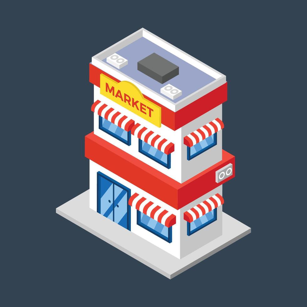 isometric store place building in flat design vector