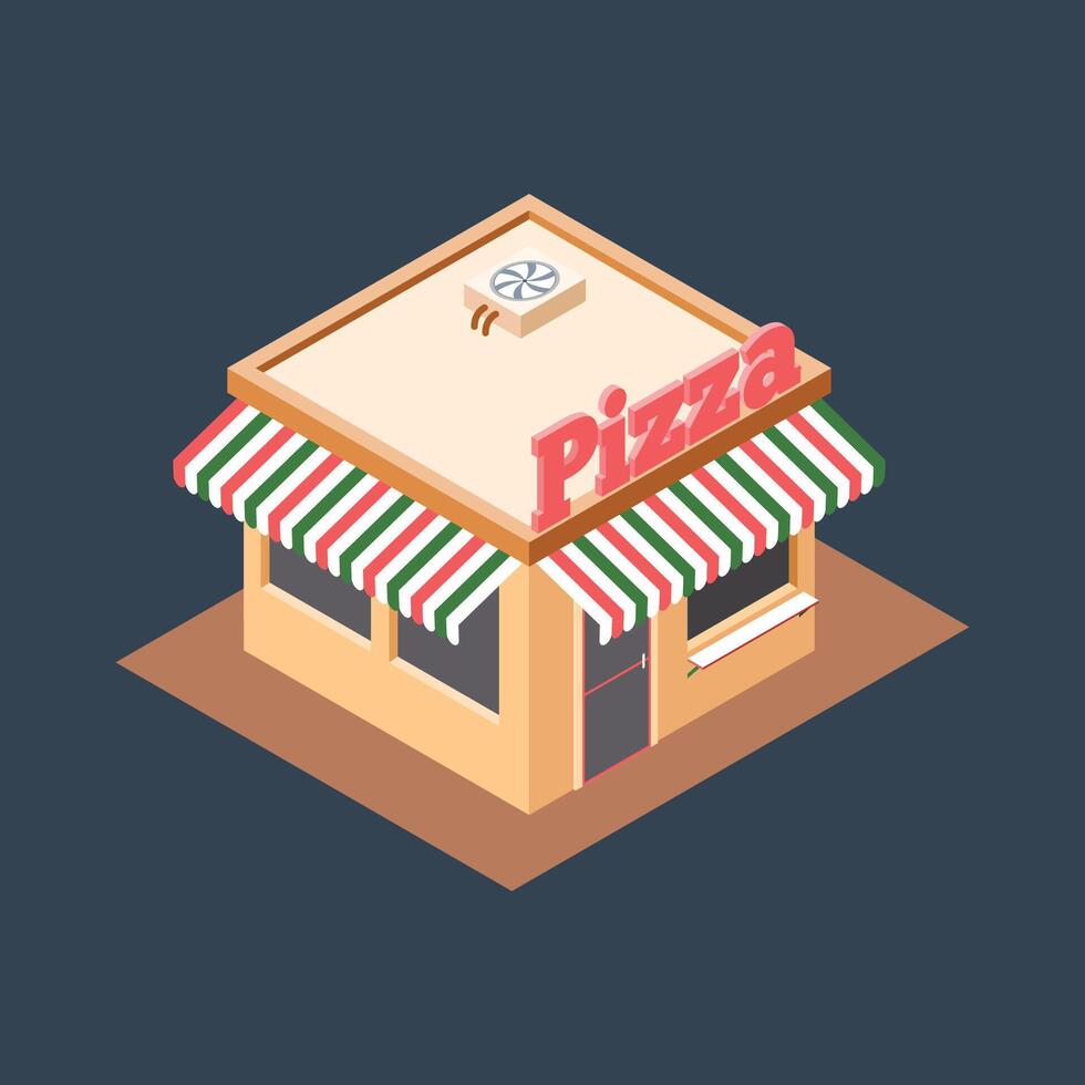 Isometric pizza restaurant in flat design vector