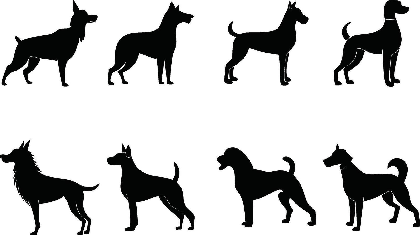 Set of Dog breeds silhouette in white background vector